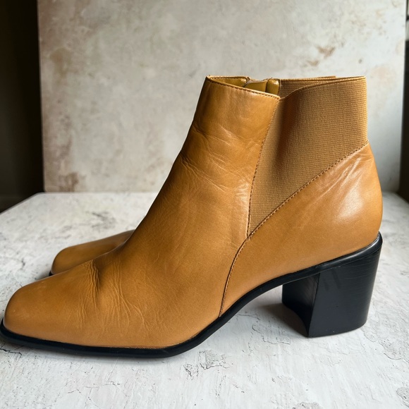 NICOLE Genuine Leather Square Toe Mustard Chelsea Ankle Boot 10 - Picture 6 of 8